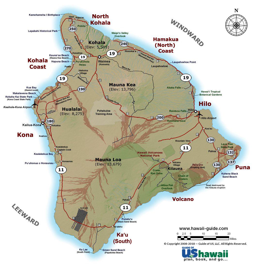 Detailed Map Of Hawaiian Islands