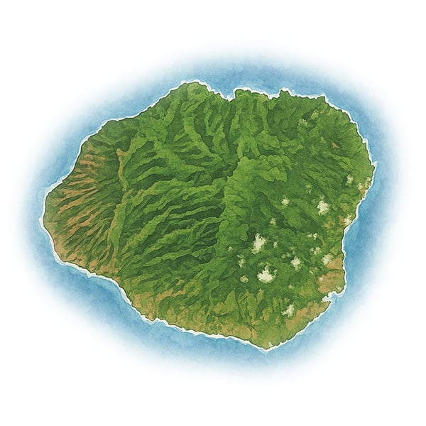 Kauaʻi watercolor island map