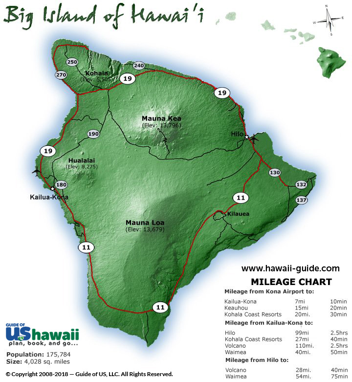 The Big Island Hawaii Map Big Island of Hawaii Maps   Travel Road Map of the Big Island