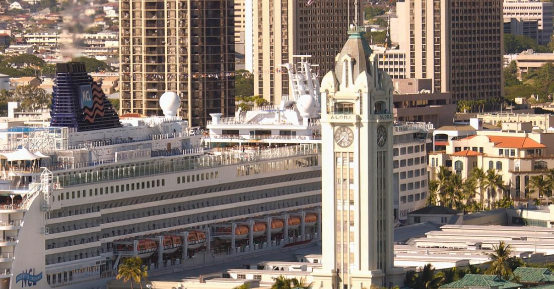The Aloha Tower welcomes you to Honolulu