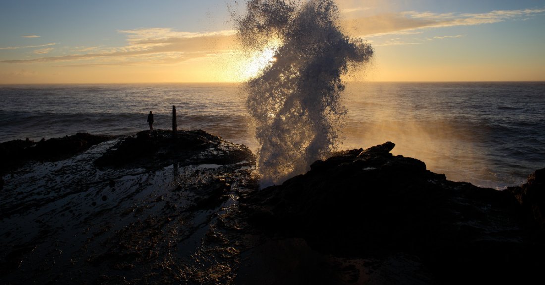 A evening view of the Halona Blowhole