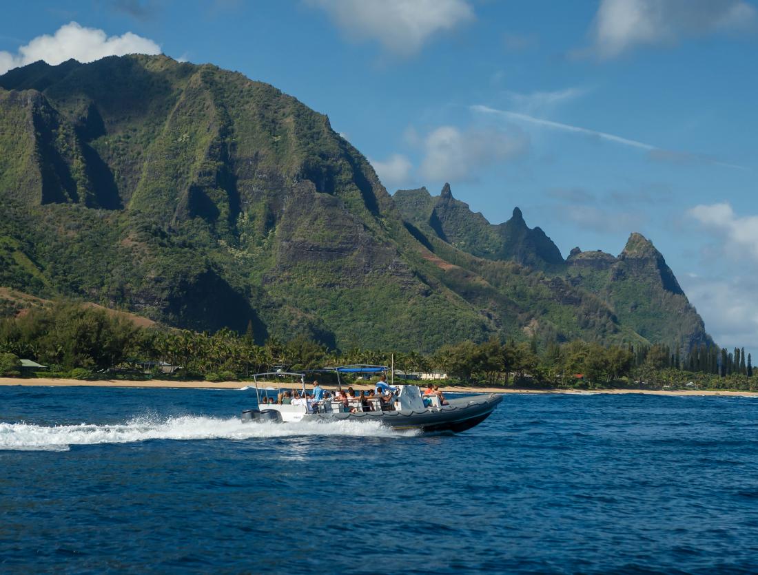Take a ride out to the best snorkeling spots in Kauai on this custom built ridid-hull inflatable raft