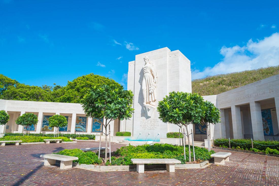 Punchbowl National Cemetery in Honolulu, Hawaii